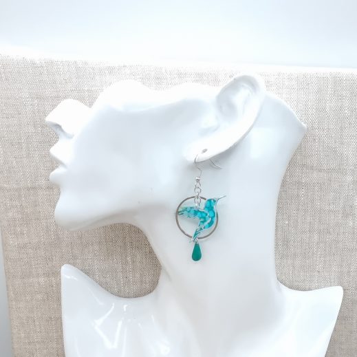 boucles d'oreilles colibri et plume petit pan hanako menthe boucles d'oreilles colibri et plume petit pan hanako menthe