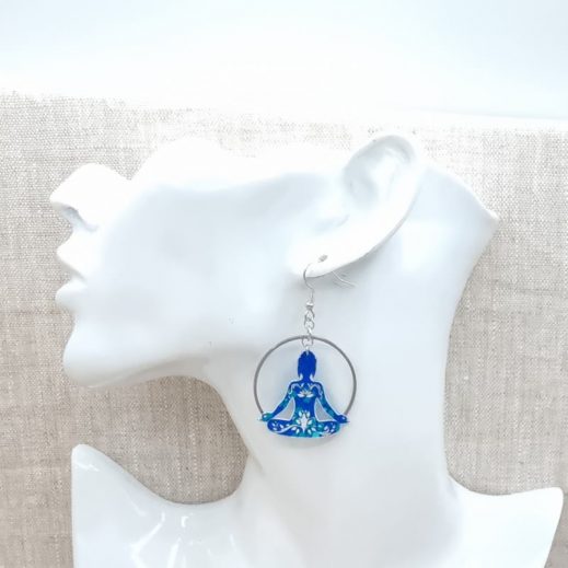 Boucles d'oreilles Papillon et Buddha en petit pan Hanako bleu Boucles d'oreilles Papillon et Buddha en petit pan Hanako bleu