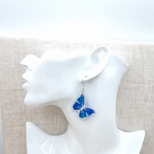 Boucles d'oreilles Papillon et Buddha en petit pan Hanako bleu Boucles d'oreilles Papillon et Buddha en petit pan Hanako bleu