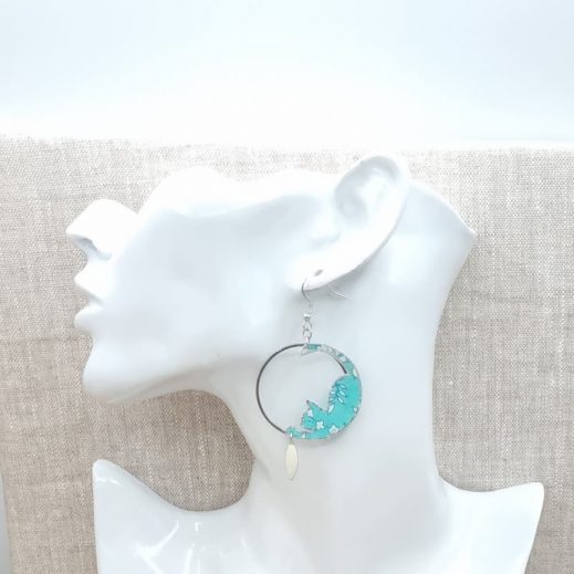 Boucles d'oreilles chats en liberty Capel mint Boucles d'oreilles chats en liberty Capel mint