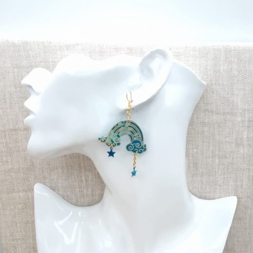 boucles d'oreilles arc en ciel et nuage liberty Capel canard boucles d'oreilles arc en ciel et nuage liberty Capel canard