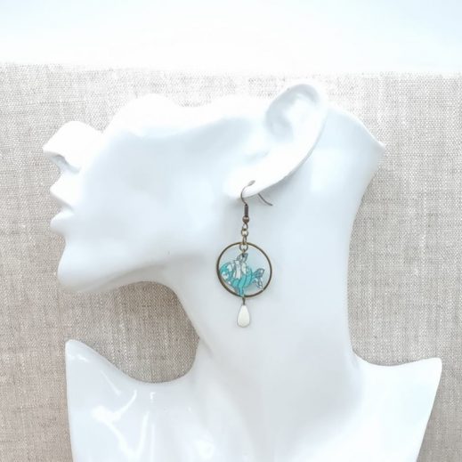 Boucles d'oreilles poisson et étoile de mer en liberty Capel mint Boucles d'oreilles poisson et étoile de mer en liberty Capel mint