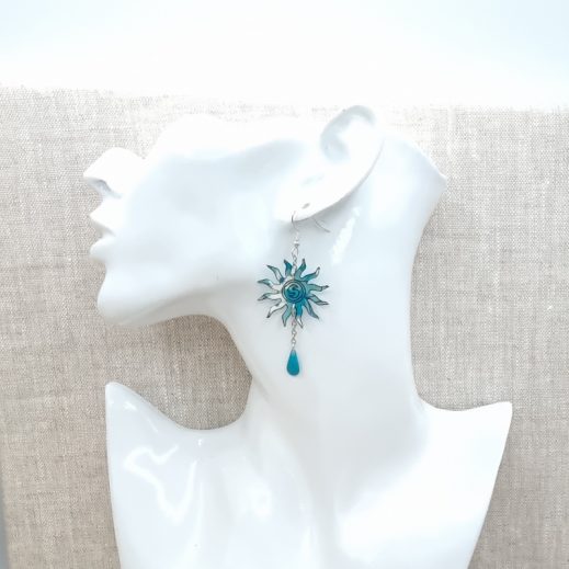 boucles d'oreilles arc en ciel et soleil liberty Mitsi menthe à l'eau boucles d'oreilles arc en ciel et soleil liberty Mitsi menthe à l'eau