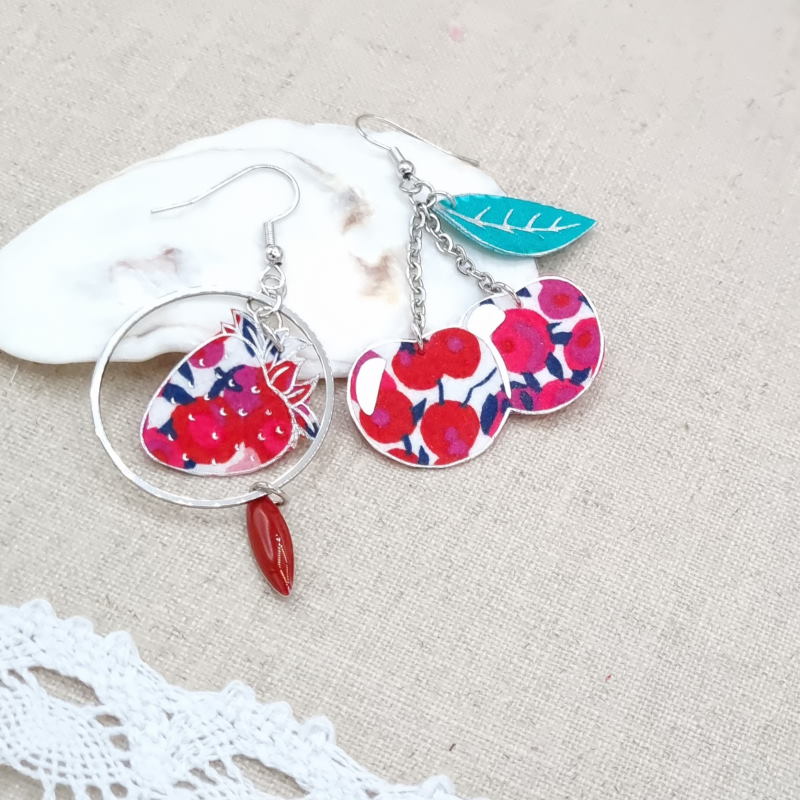 Boucles D'oreilles Pendantes Cerise Rouge - Style Boho Vintage, Alliage, 3D, Pour Femmes, Cadeau Mignon
