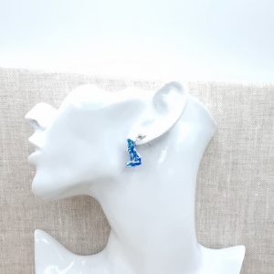 Boucles d'oreilles Mini Loup en Petit Pan Hanako bleu