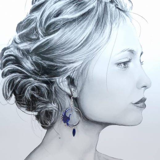 boucles d'oreilles Phoenix en liberty Capel indigo boucles d'oreilles Phoenix en liberty Capel indigo