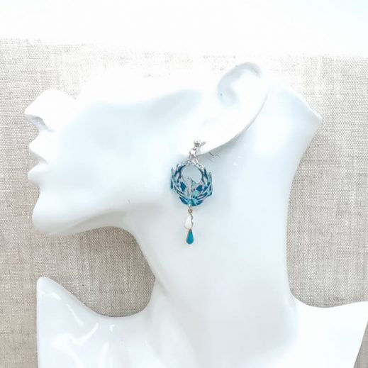 Boucles d'oreilles Mini Phoenix en liberty Capel canard Boucles d'oreilles Mini Phoenix en liberty Capel canard