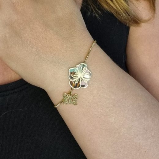 Bracelet fin fleur hibiscus en Liberty Faria B Bracelet fin fleur hibiscus en Liberty Faria B