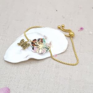 Bracelet fin fleur hibiscus en Liberty Faria B