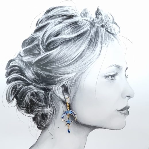 boucles d'oreilles étoile et lune liberty strawberry thief marjorelle boucles d'oreilles étoile et lune liberty strawberry thief marjorelle