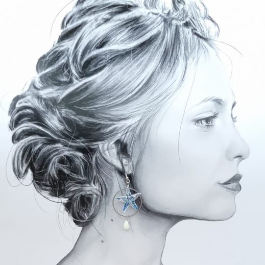 Boucles d'oreilles pieuvre poulpe et étoile de mer en liberty Margareth Annie bleu Boucles d'oreilles pieuvre poulpe et étoile de mer en liberty Margareth Annie bleu