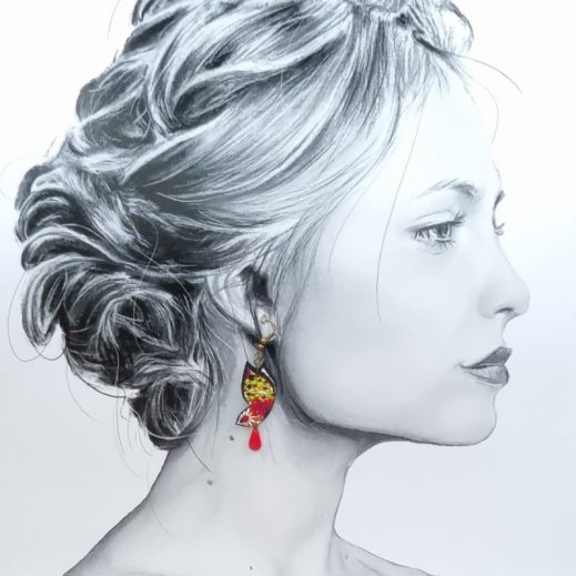 Boucles d'oreilles papillon et lotus en liberty Margaret annie fushia Boucles d'oreilles papillon et lotus en liberty Margaret annie fushia