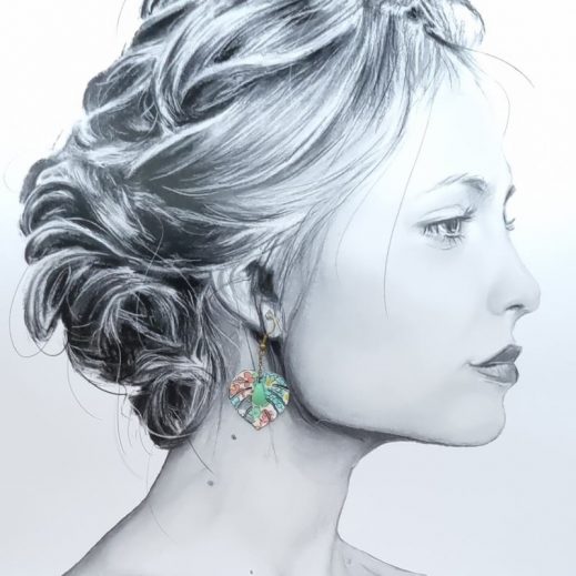 boucles d'oreilles Toucan et feuille en liberty Michelle B Crysolite boucles d'oreilles Toucan et feuille en liberty Michelle B Crysolite