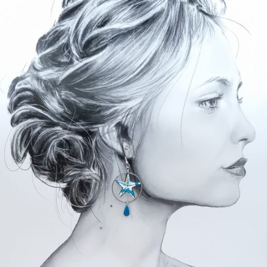 Boucles d'oreilles pieuvre poulpe et étoile de mer en petit pan osami turquoise Boucles d'oreilles pieuvre poulpe et étoile de mer en petit pan osami turquoise