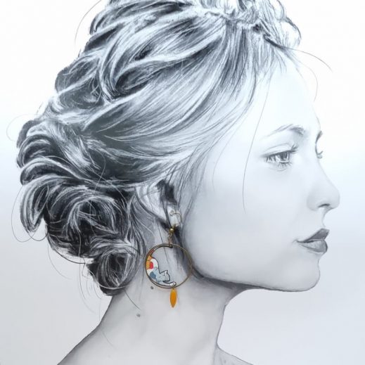 Boucles d'oreilles chats en liberty betsy porcelaine Boucles d'oreilles chats en liberty betsy porcelaine