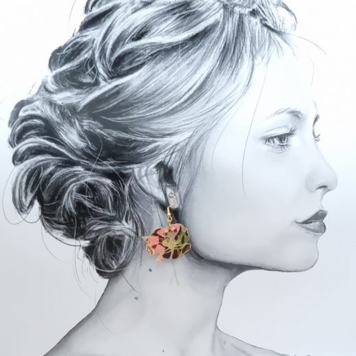 boucles d'oreilles oiseau colibri et coquelicot en liberty Revival Peony boucles d'oreilles oiseau colibri et coquelicot en liberty Revival Peony