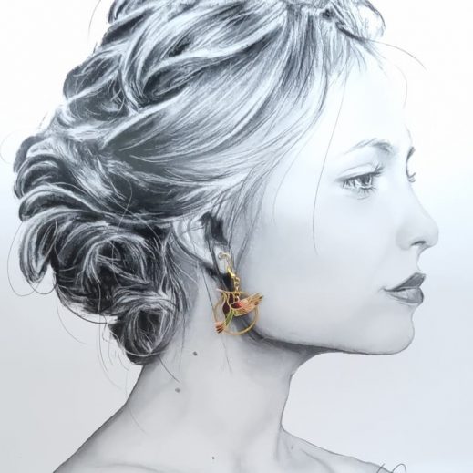 boucles d'oreilles oiseau colibri et coquelicot en liberty Revival Peony boucles d'oreilles oiseau colibri et coquelicot en liberty Revival Peony