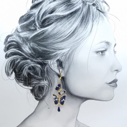 Boucles d'oreilles papillon et coquelicot capel navy Boucles d'oreilles papillon et coquelicot capel navy