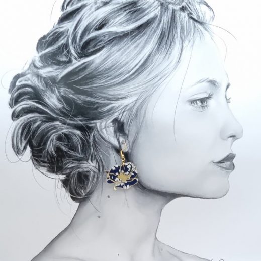 Boucles d'oreilles papillon et coquelicot capel navy Boucles d'oreilles papillon et coquelicot capel navy