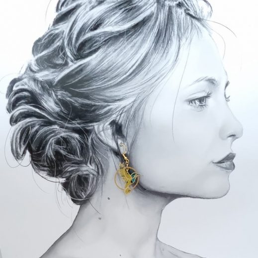 boucles d'oreilles oiseau colibri et tournesol en liberty revival moutarde boucles d'oreilles oiseau colibri et tournesol en liberty revival moutarde