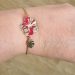 Bracelet ajustable fleur hibiscus en liberty Capel rubis