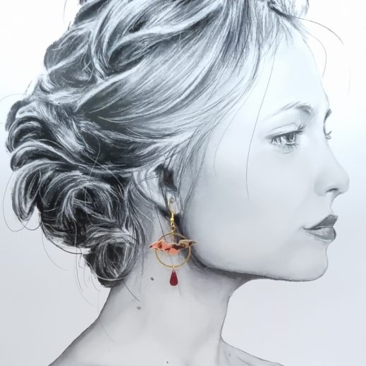 Boucles d'oreilles Chauves-Souris en liberty Revival Peony Boucles d'oreilles Chauves-Souris en liberty Revival Peony
