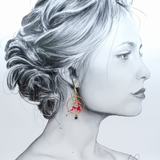 boucles d'oreilles Renne et étoiles liberty Capel rubis boucles d'oreilles Renne et étoiles liberty Capel rubis