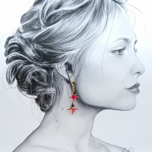 boucles d'oreilles Renne et étoiles liberty Capel rubis boucles d'oreilles Renne et étoiles liberty Capel rubis