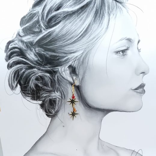 boucles d'oreilles Renne et étoiles liberty Erica noir boucles d'oreilles Renne et étoiles liberty Erica noir