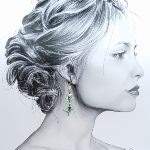 boucles d'oreilles Sapin et étoiles liberty Capel Emeraude boucles d'oreilles Sapin et étoiles liberty Capel Emeraude