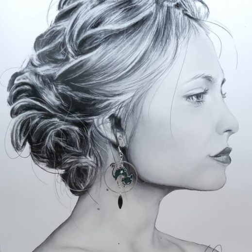 Boucles d'oreilles Sorcière et chat en liberty Adelajda Wish Boucles d'oreilles Sorcière et chat en liberty Adelajda Wish