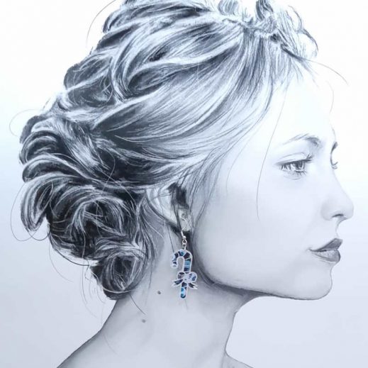 Boucles d'oreilles Pain d'épice et sucre d'orge Noël en Liberty Wiltshire bleu nuit Boucles d'oreilles Pain d'épice et sucre d'orge Noël en Liberty Wiltshire bleu nuit