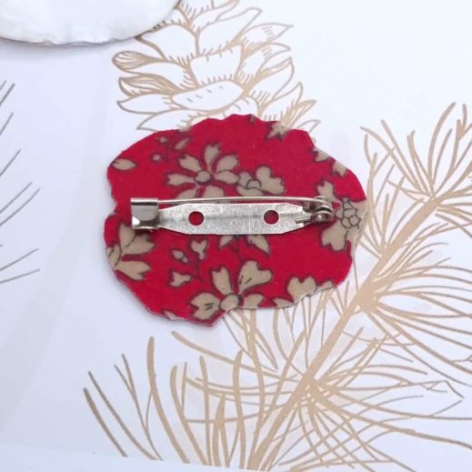 Broche coquelicot en liberty Capel rubis Broche coquelicot en liberty Capel rubis