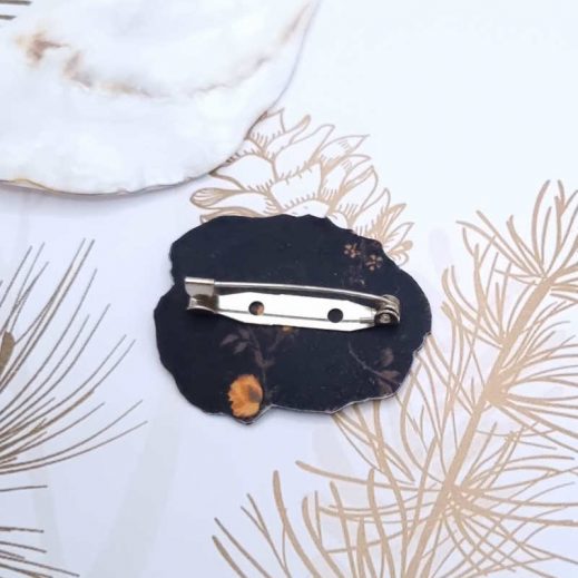 Broche coquelicot en liberty Elizabeth noir Broche coquelicot en liberty Elizabeth noir