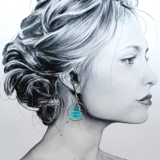 boucles d'oreilles Sapin et étoiles en Petit pan hanako menthe boucles d'oreilles Sapin et étoiles en Petit pan hanako menthe