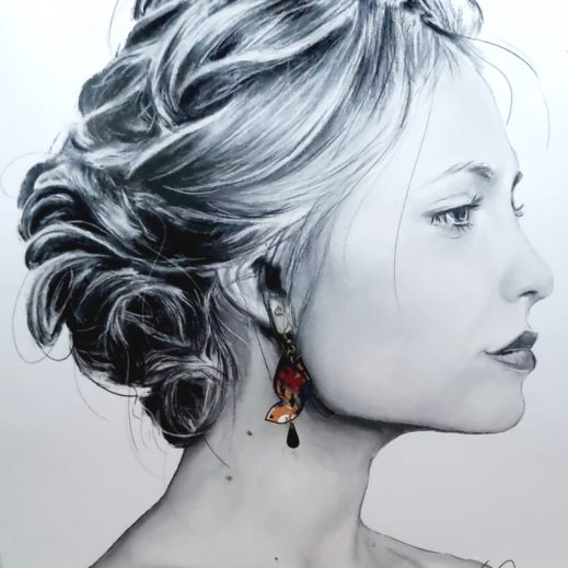 Boucles d'oreilles deux papillons en tissu liberty Thorpe rouille Boucles d'oreilles deux papillons en tissu liberty Thorpe rouille