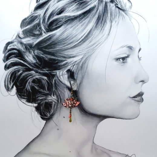 boucles d'oreilles papillons et lotus en liberty Emma louise pivoine boucles d'oreilles papillons et lotus en liberty Emma louise pivoine