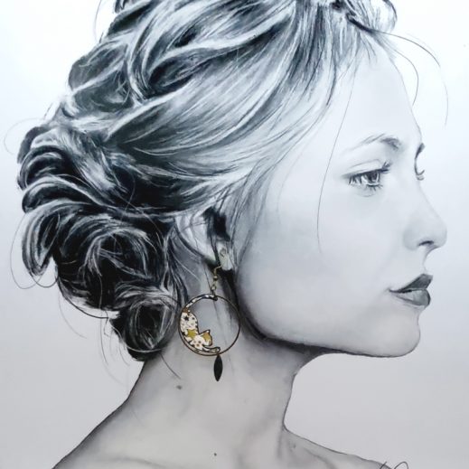 Boucles d'oreilles chats en liberty Adelajda Brown Boucles d'oreilles chats en liberty Adelajda Brown