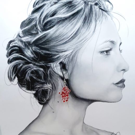 Boucles d'oreilles père noël et sapin en liberty capel Boucles d'oreilles père noël et sapin en liberty capel