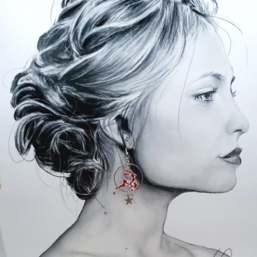 boucles d'oreilles Renne et père noël liberty Capel rouge boucles d'oreilles Renne et père noël liberty Capel rouge