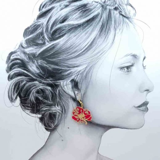 boucles d'oreilles papillons et coquelicot en liberty Capel Rubis boucles d'oreilles papillons et coquelicot en liberty Capel Rubis