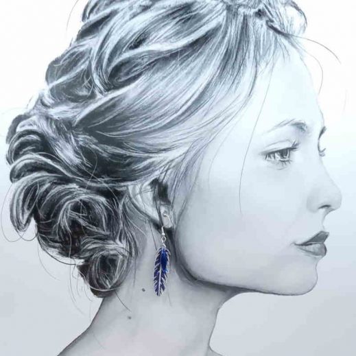 boucles d'oreilles colibri et plume liberty Capel indigo boucles d'oreilles colibri et plume liberty Capel indigo