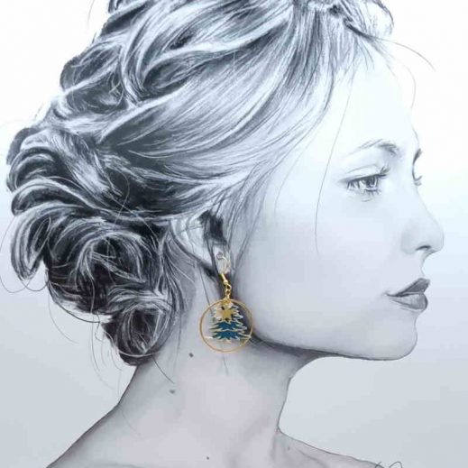 boucles d'oreilles Sapin et étoiles en coton Yoichi pétrole boucles d'oreilles Sapin et étoiles en coton Yoichi pétrole