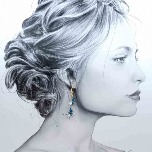 boucles d'oreilles Sapin et étoiles en coton Yoichi pétrole boucles d'oreilles Sapin et étoiles en coton Yoichi pétrole