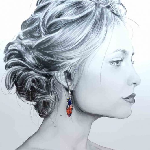 boucles d'oreilles colibri et plume liberty Libby Tangerine boucles d'oreilles colibri et plume liberty Libby Tangerine