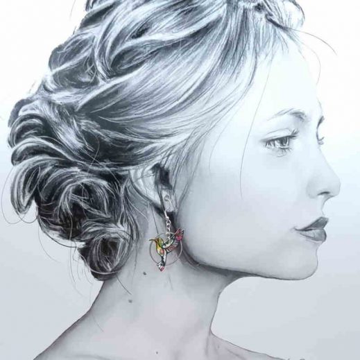 boucles d'oreilles colibri et plume liberty Libby Tangerine boucles d'oreilles colibri et plume liberty Libby Tangerine