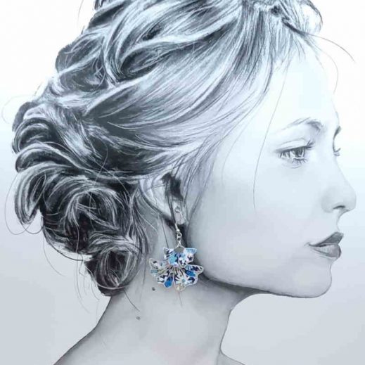 Boucles d'oreilles Ginkgo en Liberty Libby Myosotis Boucles d'oreilles Ginkgo en Liberty Libby Myosotis