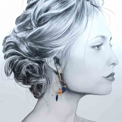 Boucles d'oreilles chats en liberty Thorpe rouille Boucles d'oreilles chats en liberty Thorpe rouille