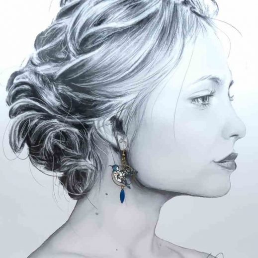 boucles d'oreilles colibri et plume en liberty Emma louise cactus boucles d'oreilles colibri et plume en liberty Emma louise cactus