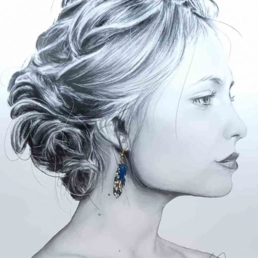 boucles d'oreilles colibri et plume en liberty Emma louise cactus boucles d'oreilles colibri et plume en liberty Emma louise cactus